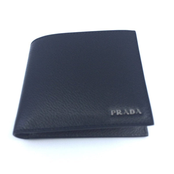 Prada Mens Wallet Black Gray Vitello Micro Grain Leather Bifold in Black, authentic new wallet, image 1