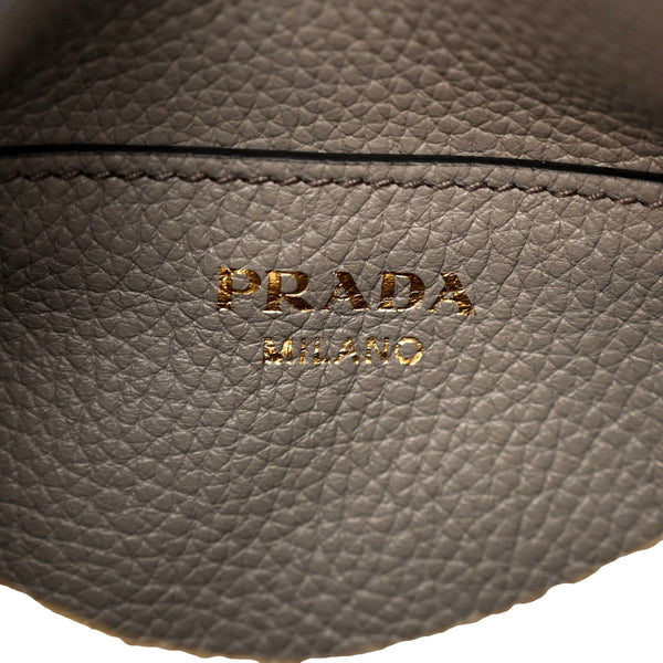 Prada Vitello Phenix Zippered Messenger Hobo Grey Leather Shoulder Bag in Grey, authentic new handbag, image 5