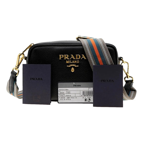 Prada Vitello Phenix Black Leather Crossbody Bag in Black, authentic new handbag, image 6