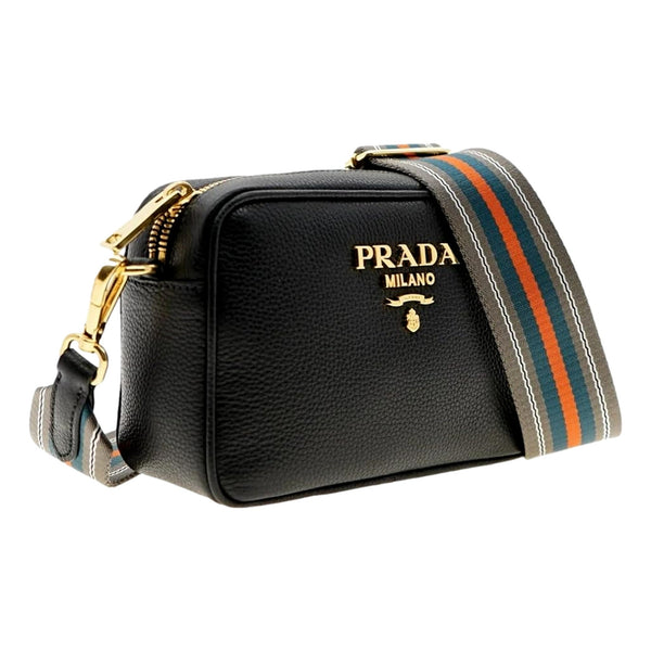 Prada Vitello Phenix Black Leather Crossbody Bag in Black, authentic new handbag, image 3