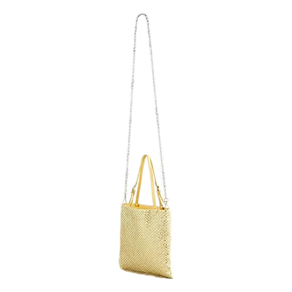 Prada Mini Satin Crystal Embellished Double Handle Crossbody Handbag Yellow in Yellow, authentic new handbag, image 6