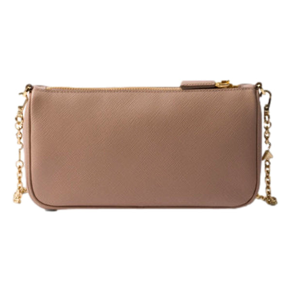 Prada Saffiano Leather Chain Strap Mini Shoulder Bag in Beige, authentic new handbag, image 2