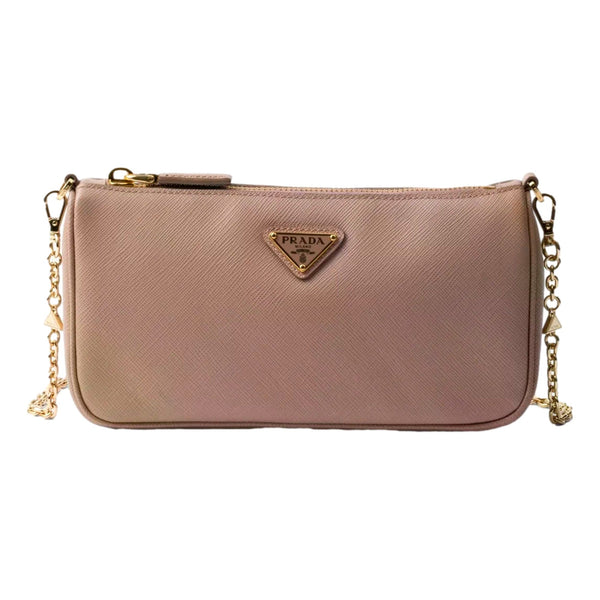 Prada Saffiano Leather Chain Strap Mini Shoulder Bag in Beige, authentic new handbag, image 1