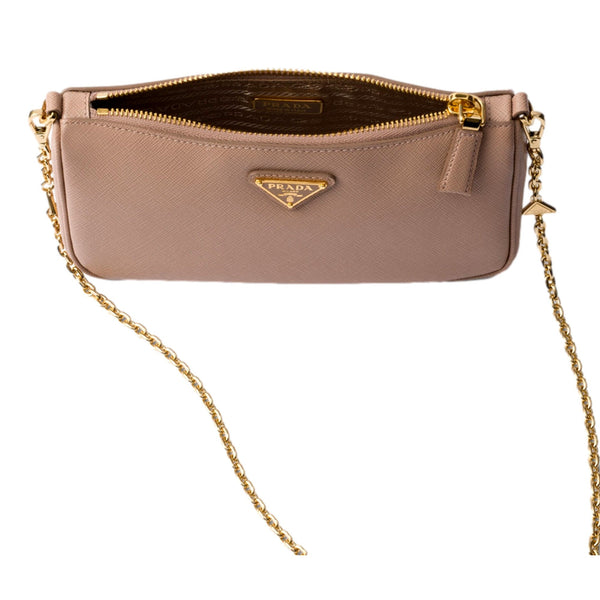 Prada Saffiano Leather Chain Strap Mini Shoulder Bag in Beige, authentic new handbag, image 3