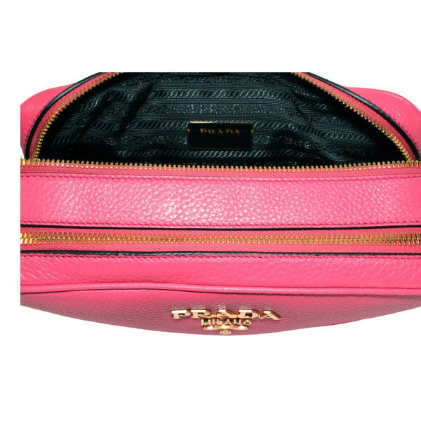Prada Peonia Pink Vitello Phenix Leather Double Zip Crossbody in Peonia Pink, authentic new handbag, image 6