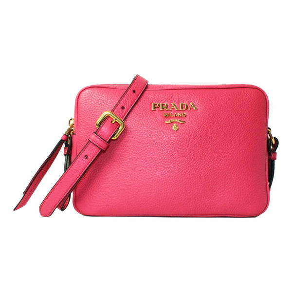 Prada Peonia Pink Vitello Phenix Leather Double Zip Crossbody in Peonia Pink, authentic new handbag, image 1
