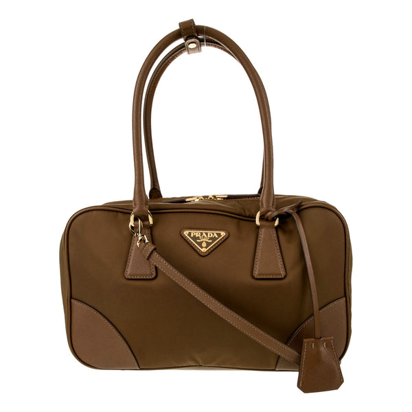 Prada Re-Edition 1978 Medium Re-Nylon and Saffiano Leather Two-Handle Bag Cork Beige – front view