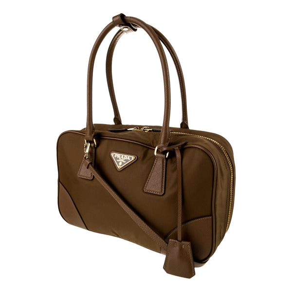Prada Re-Edition 1978 Medium Re-Nylon and Saffiano Leather Two-Handle Bag Cork Beige – side view