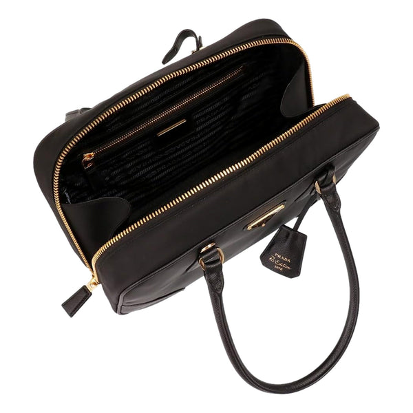 Prada Re-Edition 1978 Medium Re-Nylon and Saffiano Leather Two-Handle Bag Black in Black, authentic new handbag, image 5