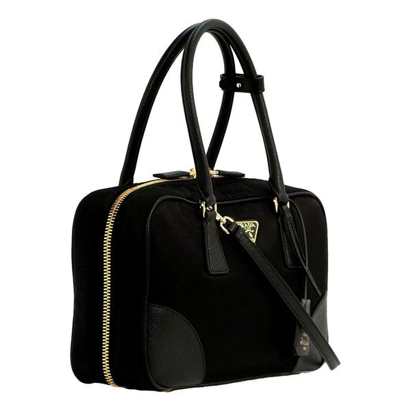 Prada Re-Edition 1978 Medium Re-Nylon and Saffiano Leather Two-Handle Bag Black in Black, authentic new handbag, image 4