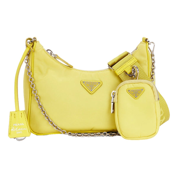 Prada Re-Edition 2005 shoulder bag yellow front view