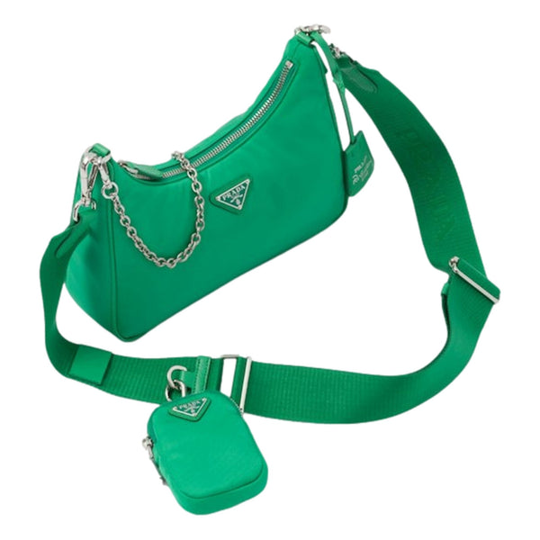 Prada Re-Edition 2005 green nylon bag side view