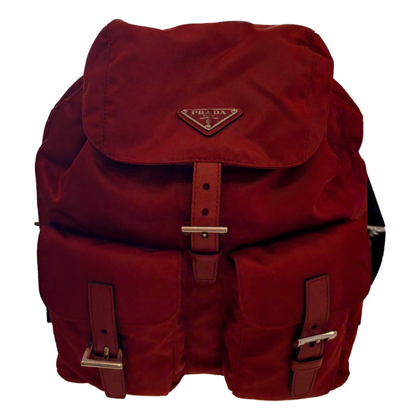 Prada Re-Edition Re-Nylon Burgundy Drawstring Backpack Medium in Fuoco Burgundy Red, authentic new handbag, image 1