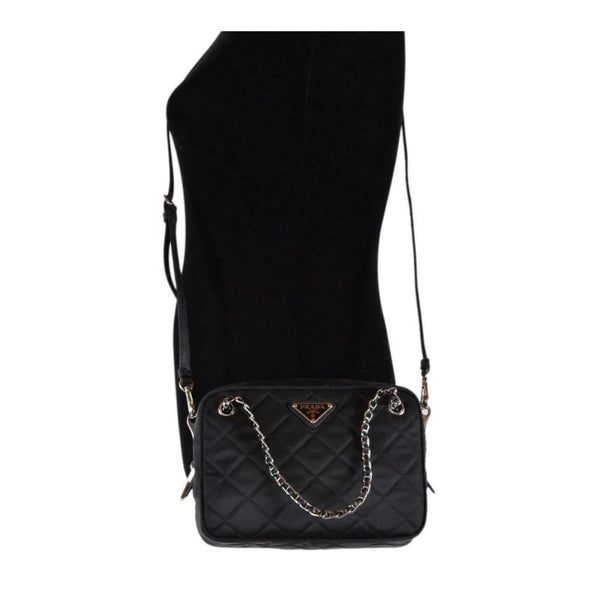 Prada Re-Edition Nylon Quilted Black Triangle Logo Crossbody Bag in Black, authentic new handbag, image 11