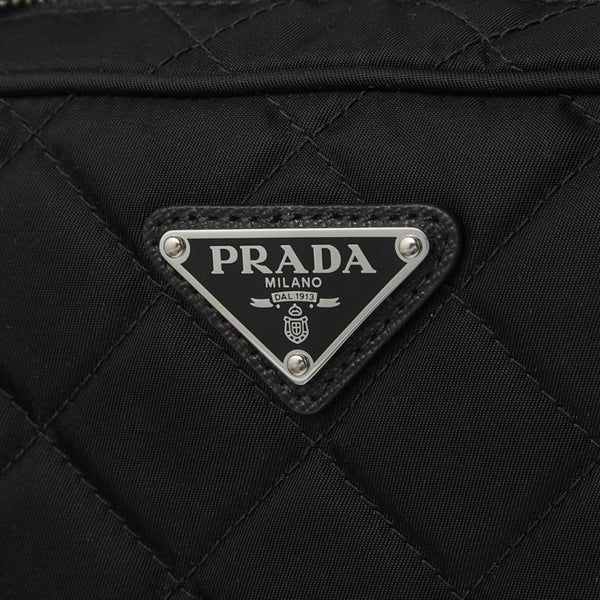 Prada Re-Edition Nylon Quilted Black Triangle Logo Crossbody Bag in Black, authentic new handbag, image 10
