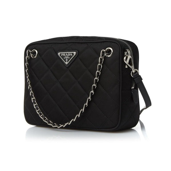 Prada Re-Edition Nylon Quilted Black Triangle Logo Crossbody Bag in Black, authentic new handbag, image 3