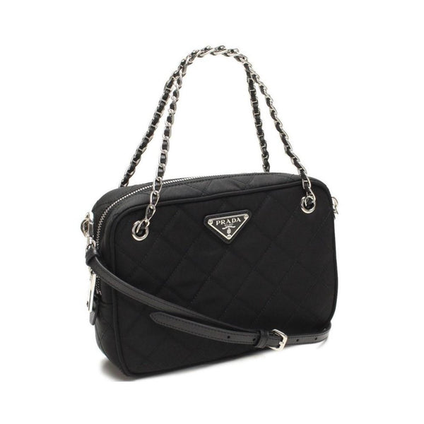 Prada Re-Edition Nylon Quilted Black Triangle Logo Crossbody Bag in Black, authentic new handbag, image 2
