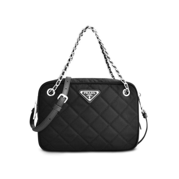 Prada Re-Edition Nylon Quilted Black Triangle Logo Crossbody Bag in Black, authentic new handbag, image 1