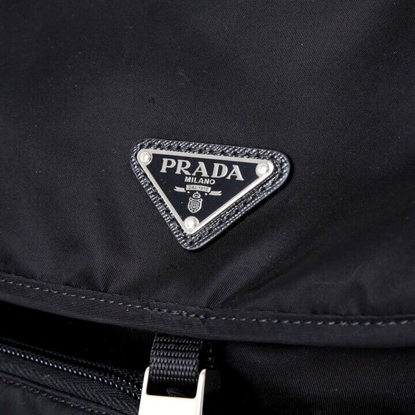 Prada Re-Nylon and Saffiano Leather Trim Medium Drawstring Rucksack Backpack in Black – back view 6