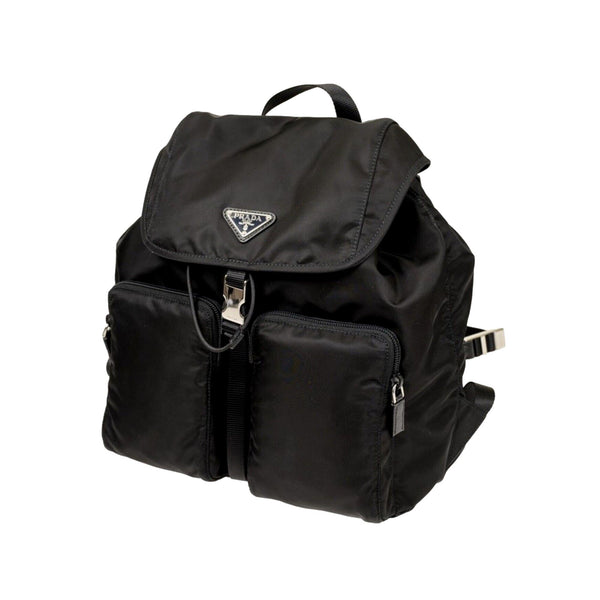 Prada Re-Nylon and Saffiano Leather Trim Medium Drawstring Rucksack Backpack in Black – back view 2