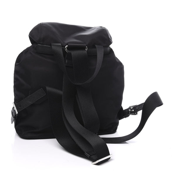 Prada Re-Nylon and Saffiano Leather Trim Medium Drawstring Rucksack Backpack in Black – back view 3