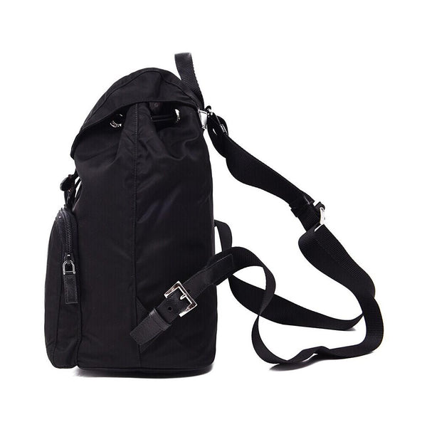 Prada Re-Nylon and Saffiano Leather Trim Medium Drawstring Rucksack Backpack in Black – back view 4