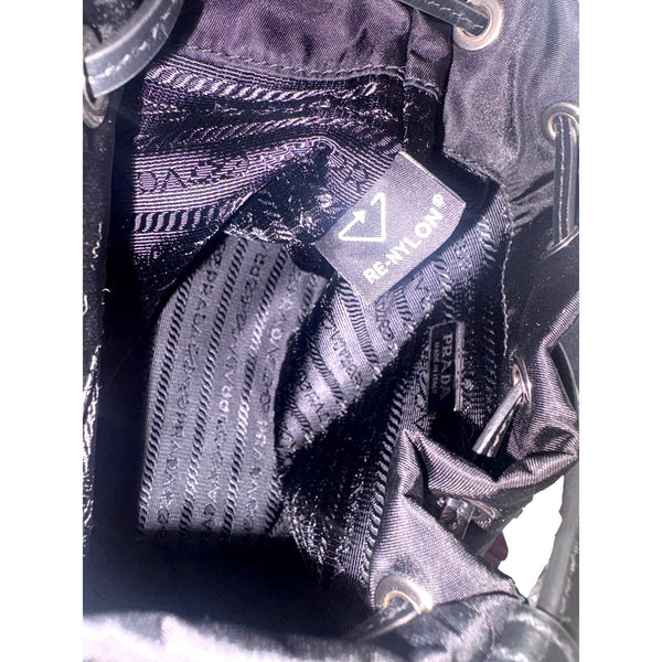 Prada Re-Nylon Black Tassel Drawstring Bucket Bag in Black, authentic new handbag, image 6