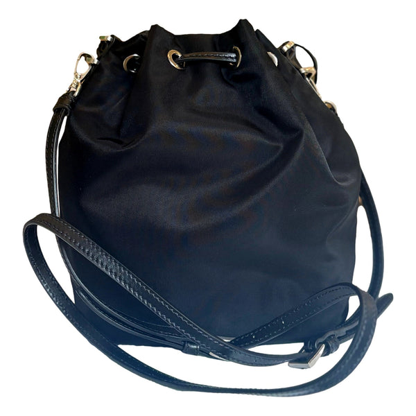 Prada Re-Nylon Black Tassel Drawstring Bucket Bag in Black, authentic new handbag, image 4