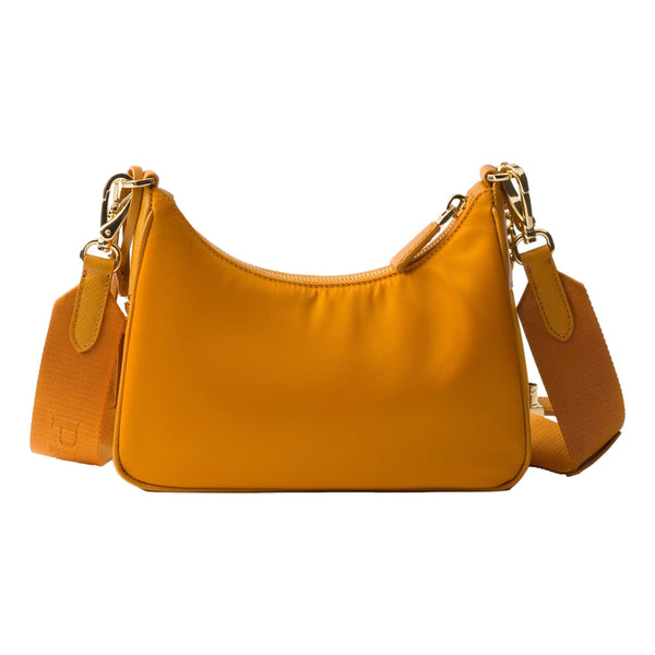 Prada Re-Edition 2005 Orange Re-Nylon and Saffiano Leather Shoulder Bag with Robot Charm Strap – back view
