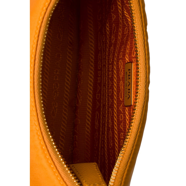 Prada Re-Edition 2005 Orange Re-Nylon and Saffiano Leather Shoulder Bag with Robot Charm Strap – interior view