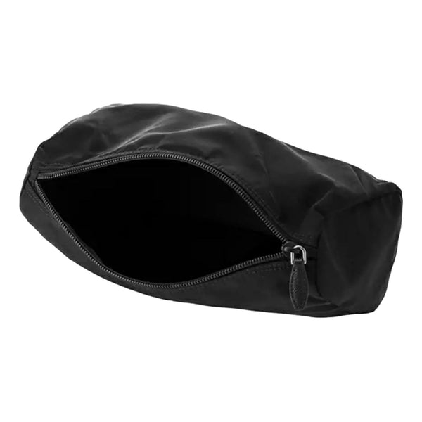 Prada Re-Nylon Necessaire Large Pouch Clutch in Black Nylon with Silver Hardware in Black, authentic new handbag, image 6