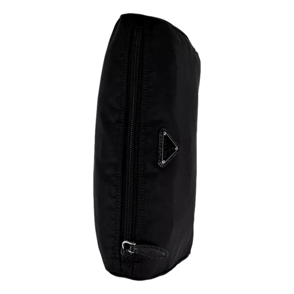 Prada Re-Nylon Necessaire Large Pouch Clutch in Black Nylon with Silver Hardware in Black, authentic new handbag, image 4