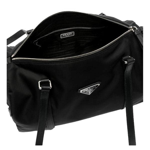 Prada Small Re-Nylon and Saffiano Leather Duffel Bag Black in Nero Black, authentic new handbag, image 4