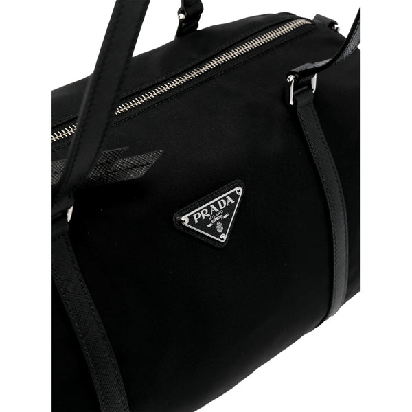 Prada Small Re-Nylon and Saffiano Leather Duffel Bag Black in Nero Black, authentic new handbag, image 3