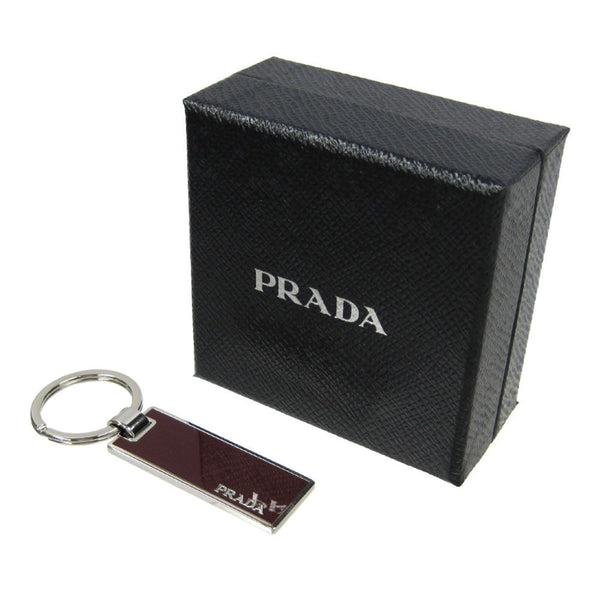 Prada Rubino Red Enamel Silver Metal Keyring Keychain — photo 2