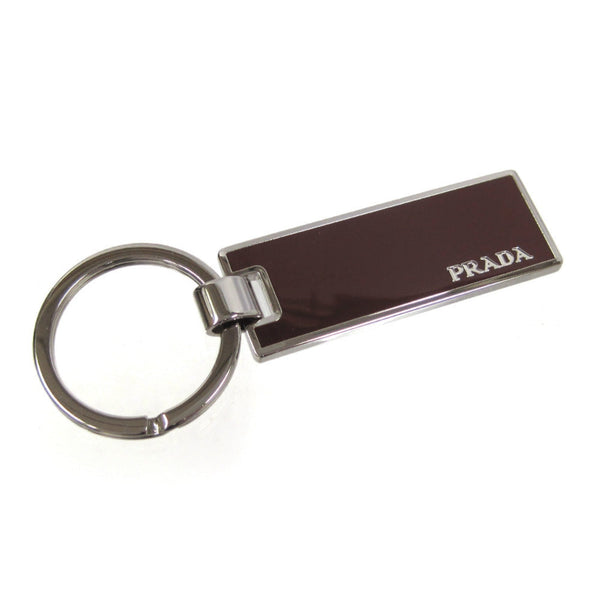 Prada Rubino Red Enamel Silver Metal Keyring Keychain in Rubino Red, authentic new keychain, image 1