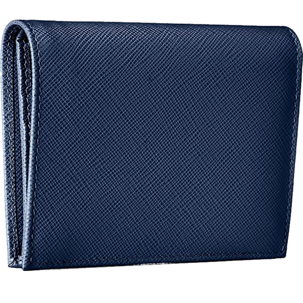 Prada Saffiano Baltico Blue Leather Gold Logo Bifold Snap Wallet in Baltico Blue, authentic new wallet, image 2