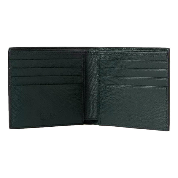 Prada Saffiano Leather Dark Green Bifold Wallet Metal Logo in Dark Green, authentic new wallet, image 2