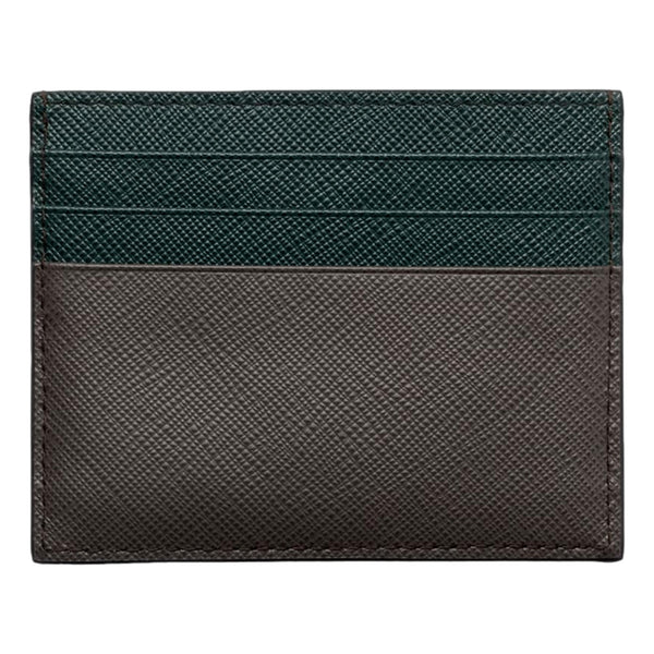 Prada Saffiano Dark Green Gray Leather Small Card Holder Wallet in Dark Green and Gray, authentic new wallet, image 2