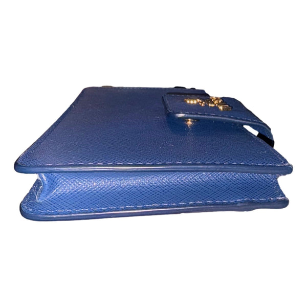 Prada Saffiano Leather Blue Wristlet Clutch Wallet in Blue, authentic pre-loved wallet, image 4