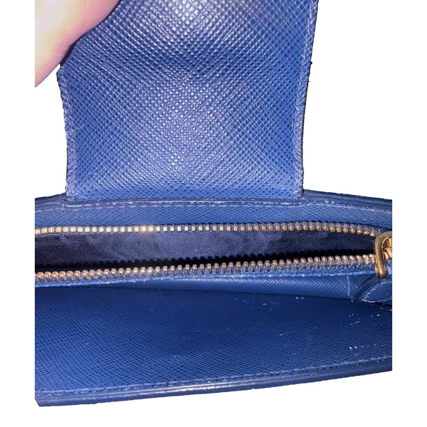 Prada Saffiano Leather Blue Wristlet Clutch Wallet in Blue, authentic pre-loved wallet, image 7