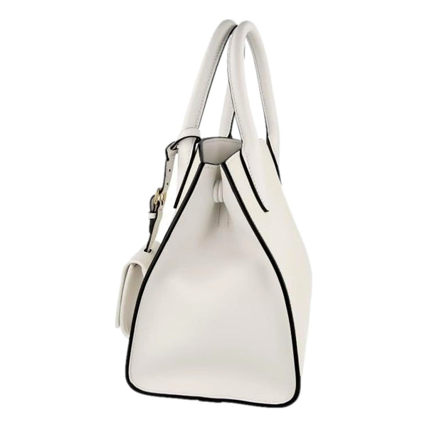 Prada Saffiano Leather Monochrome Bianco White Top Handle Handbag in Bianco White, authentic new handbag, image 5