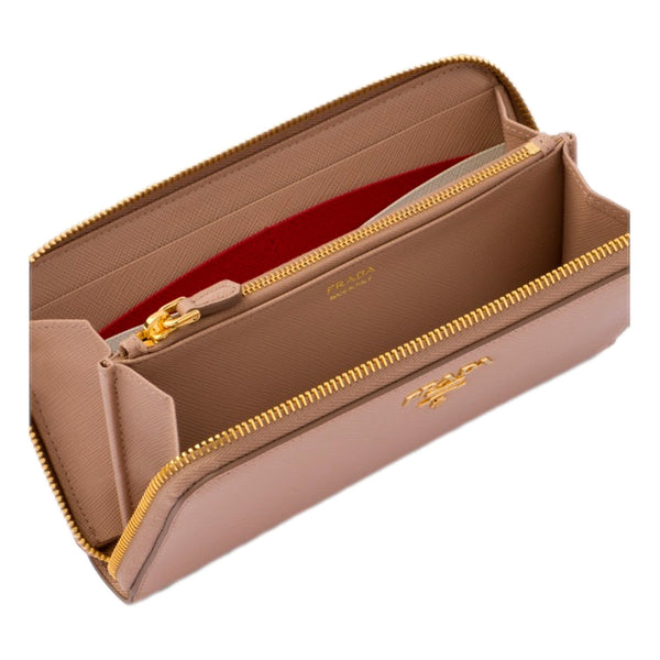 Prada Saffiano Beige and Red Multicolor Zip Around Wallet – detail view 2