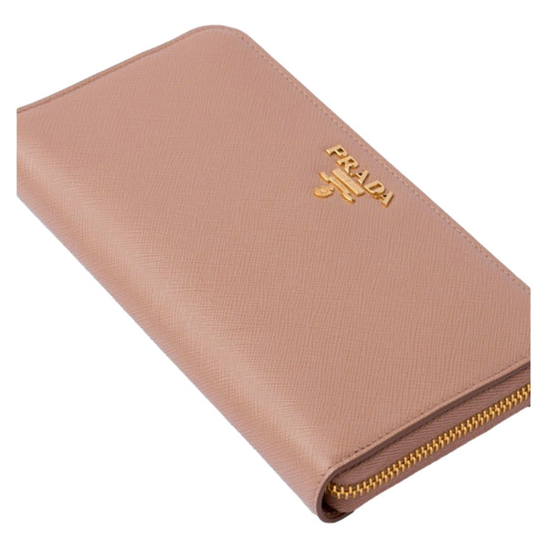Prada Saffiano Beige and Red Multicolor Zip Around Wallet – detail view 5