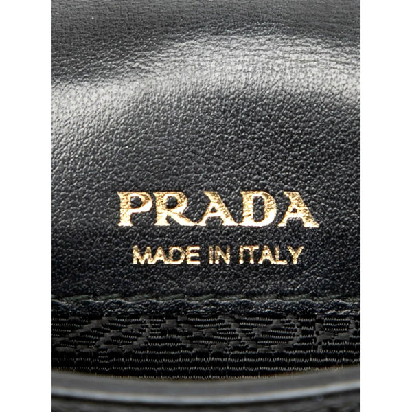 Prada Saffiano Lux Black Top Handle Chain Strap Mini Bag in Black, authentic pre-loved handbag, image 4