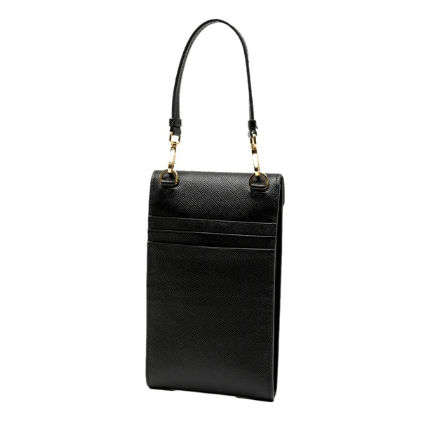 Prada Saffiano Lux Black Top Handle Chain Strap Mini Bag in Black, authentic pre-loved handbag, image 2