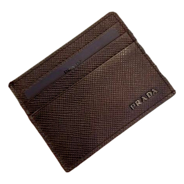 Prada Saffiano Mens Bruciato Brown Credit Card Wallet in Bruciato Brown, authentic new wallet, image 3