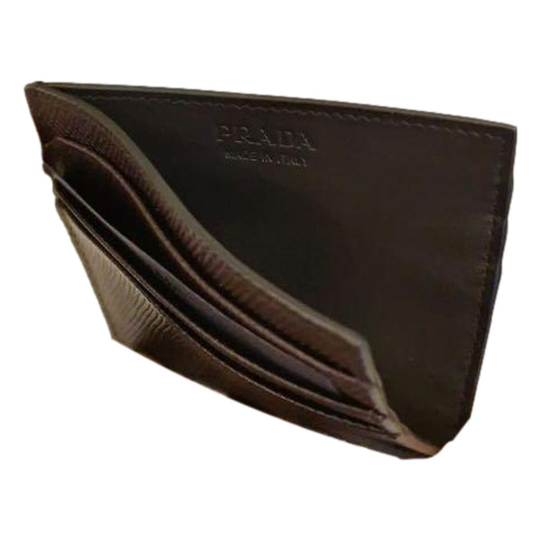 Prada Saffiano Mens Bruciato Brown Credit Card Wallet in Bruciato Brown, authentic new wallet, image 4