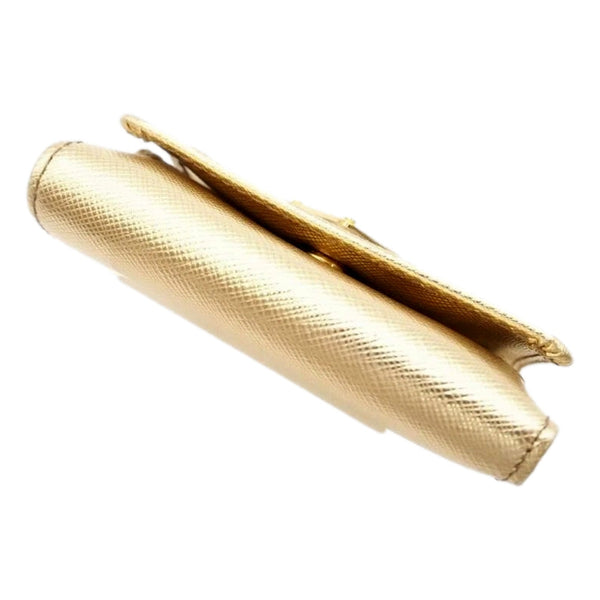 Prada Saffiano Platino Gold Trifold Wallet Card Case with Zipper Coin Pouch in Platino Gold, authentic new wallet, image 4