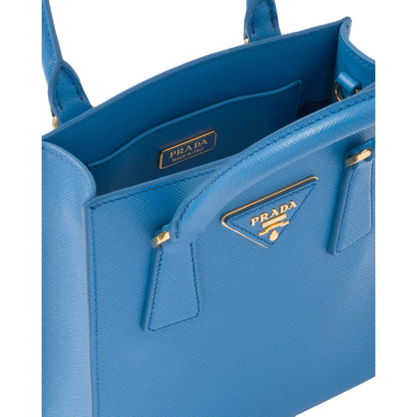 Prada Saffiano Leather Top Handle Mini Shopper Crossbody Bag in Blue in Blue, authentic new handbag, image 5